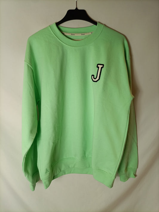 ANITIALS. Sudadera verde flúor inicial. T M