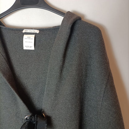 ZARA. Cárdigan gris capucha T.9/10 (xs)