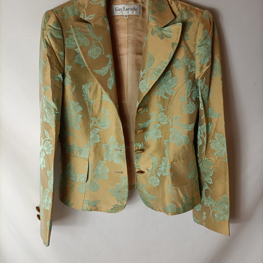 GUY LAROCHE. Blazer dorada estampada. T 42