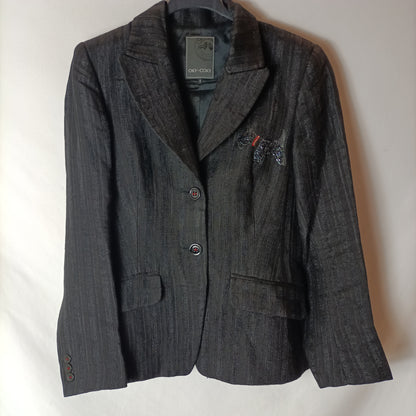 OKY COKY. Blazer lino negra textura. T 40