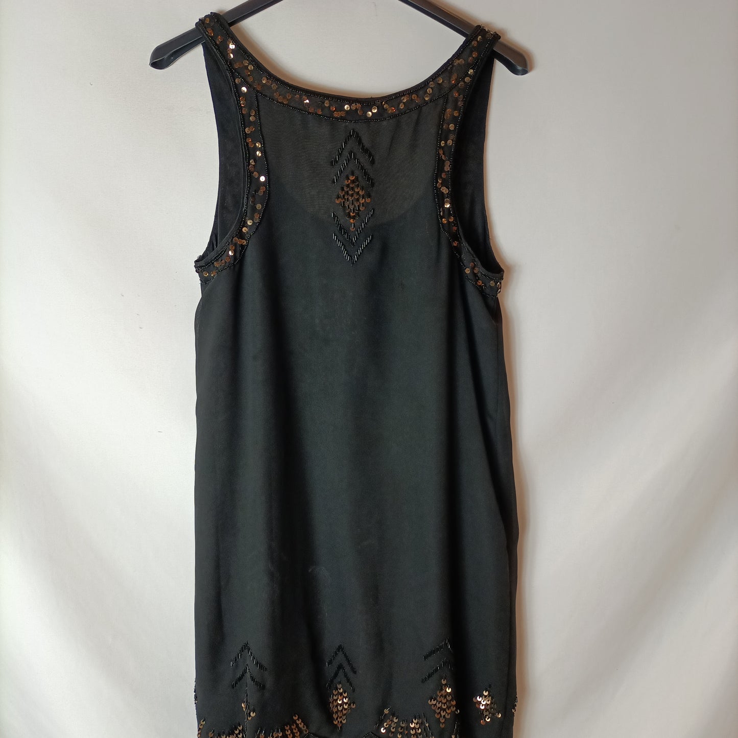 PULL&BEAR. Vestido negro lentejuelas T.s