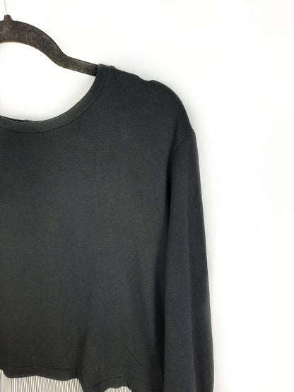 BERSHKA. Jersey negro doble textura T.s