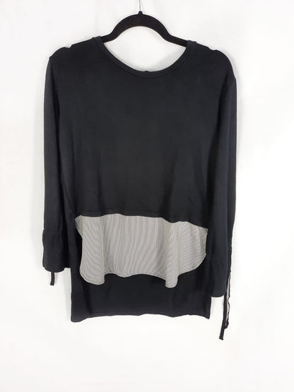 BERSHKA. Jersey negro doble textura T.s