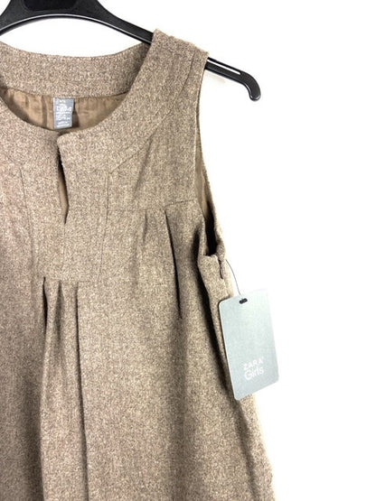 ZARA GIRLS.Vestido marrón lana T.13/14