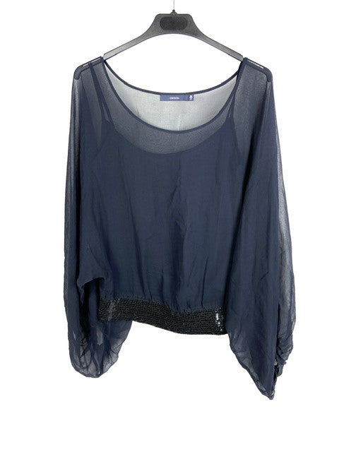 CORTEFIEL.Blusa gasa azul T.M