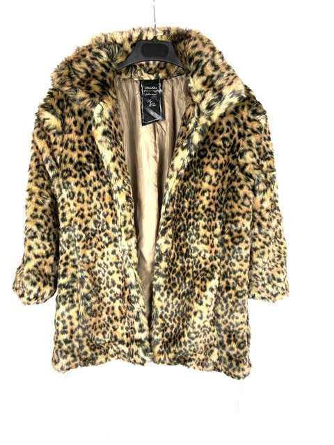 BERSHKA.Abrigo pelo animal print T.m