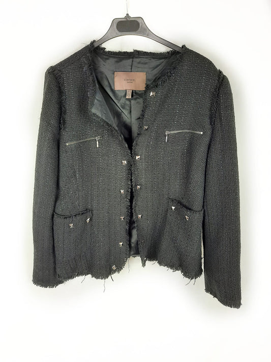 CORTEFIEL.Chaqueta tweed negra T.xl