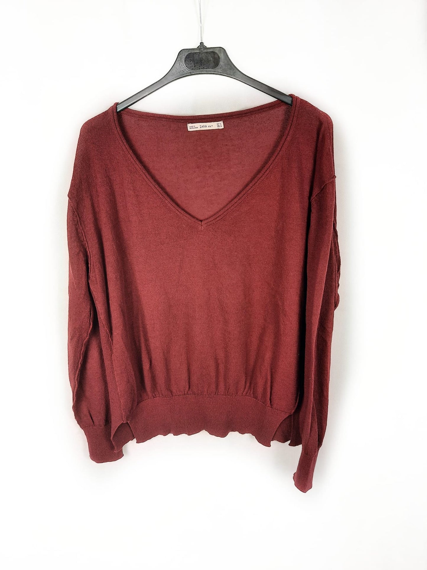 ZARA. Jersey burdeos oversized T. m