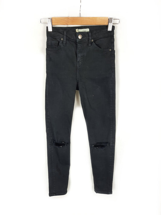 TOPSHOP.Pantalones negros rotos rodillas T.30/32