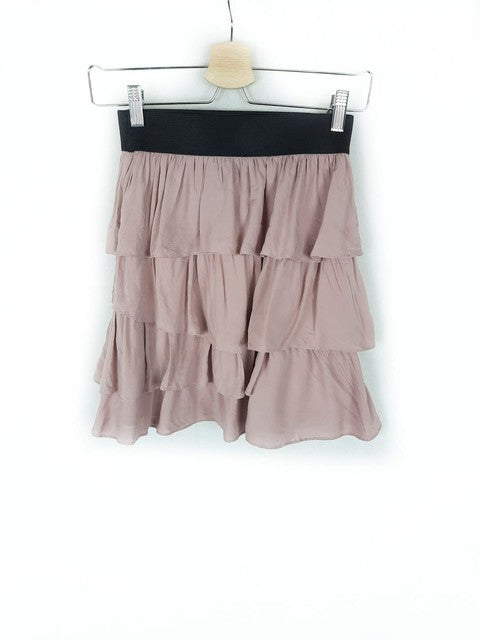 ZARA. Falda rosa volantes T.xs