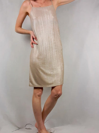 ZARA.Vestido nude brillante T.s