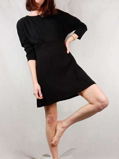 ZARA.Vestido negro doble textura T.m