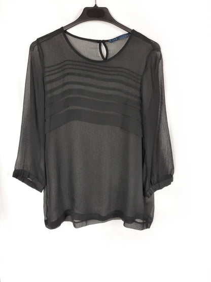 ZARA.Blusa negra semitransparente T.m