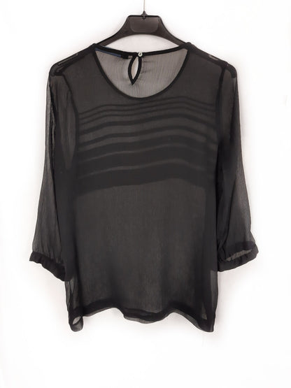 ZARA.Blusa negra semitransparente T.m