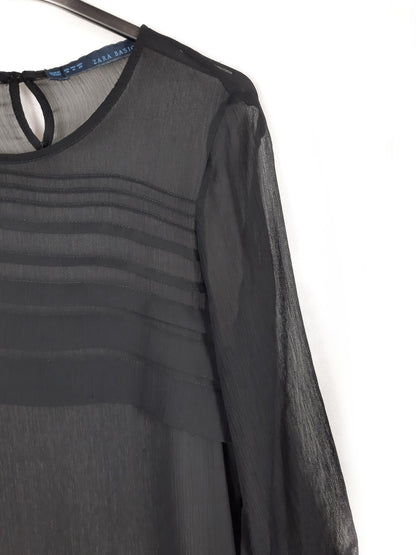 ZARA.Blusa negra semitransparente T.m