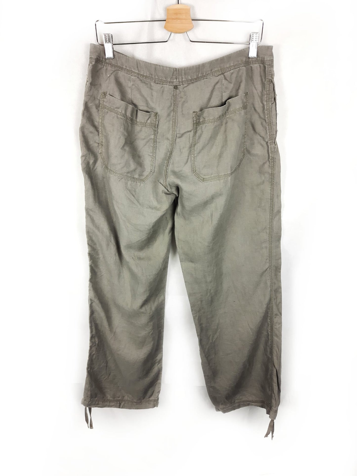 H&M. Pantalón lino gris T.40