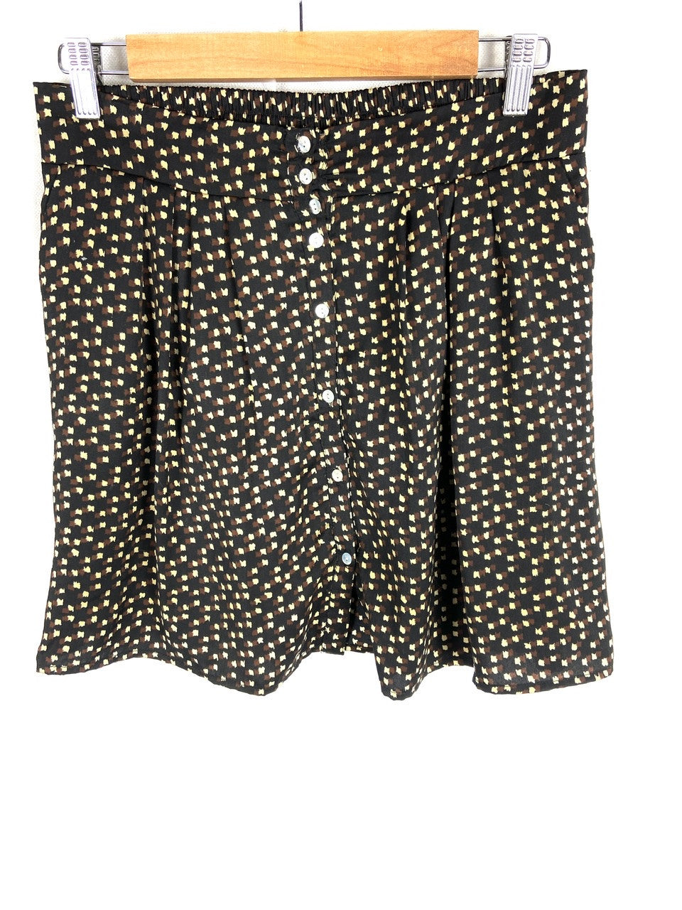 RENATTA&GO. Falda negra estampados marrones T.m/l