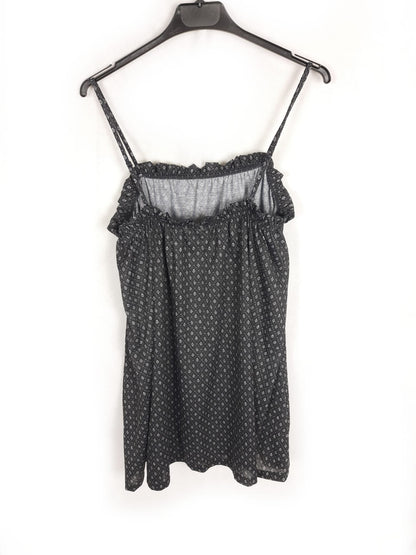 H&M. vestido tirantes negro rombos estampado T.s