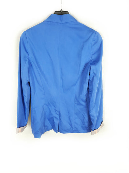 BERSHKA. Blazer azul puños rosas T.m