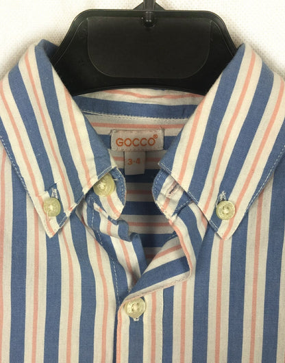 GOCCO. Camisa rayas azul, blanco y salmón T.3-4 años