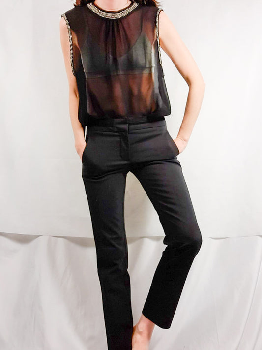 ONLY. Blusa negra pedrería T.38