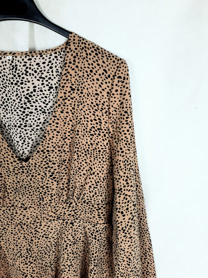 SHEIN.Vestido animal print volantes T.s