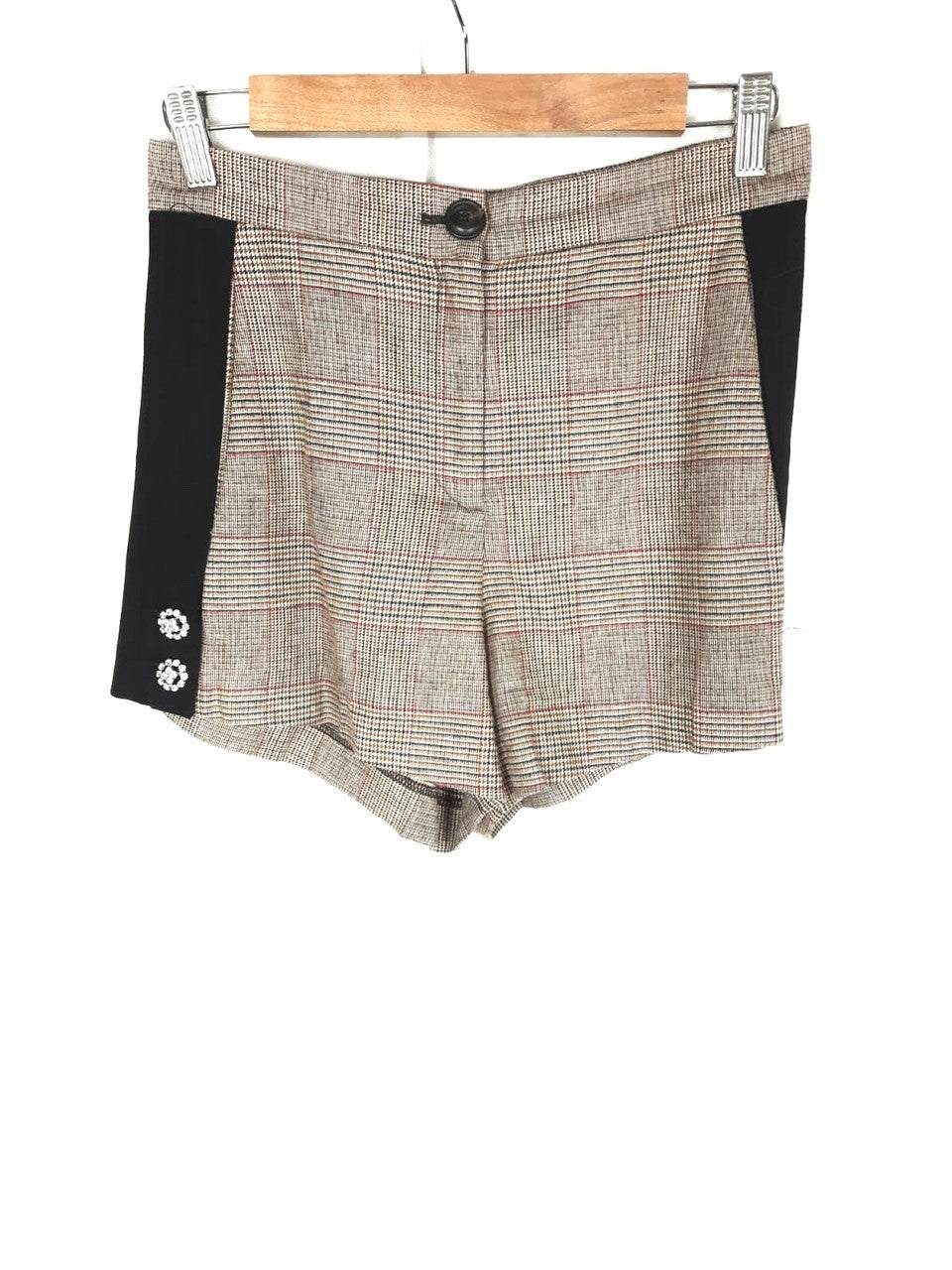 PINKO.Shorts cuadros pedrería T.40 (38 real)