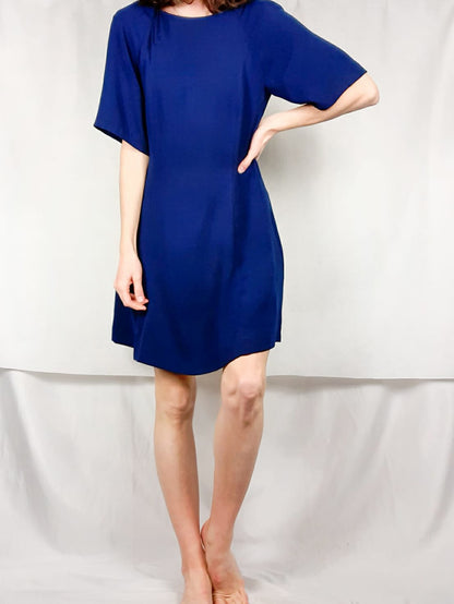 ZARA.Vestido azul costuras T.xs