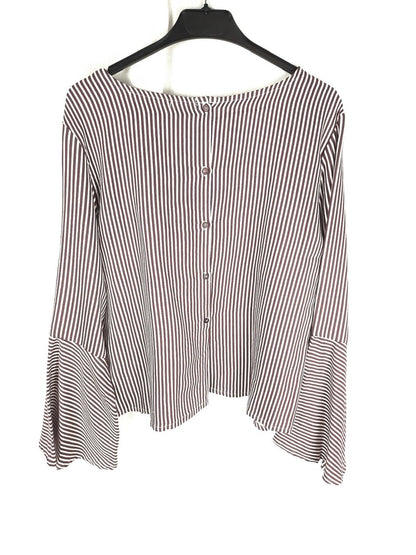 PULL&BEAR. Blusa rayas burdeos T.m