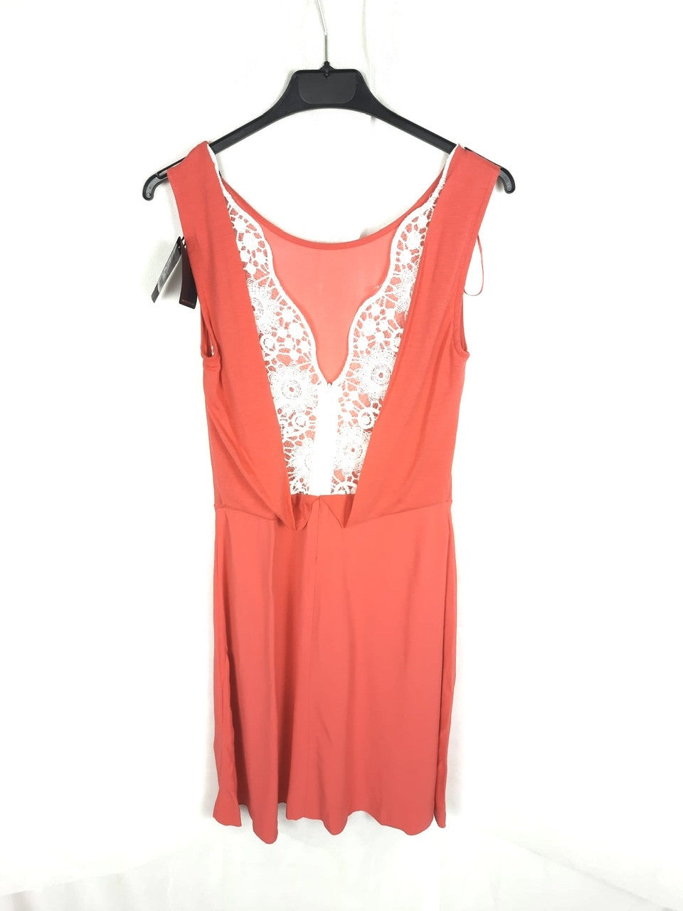 MASSIMO DUTTI.Vestido coral encaje T.xs