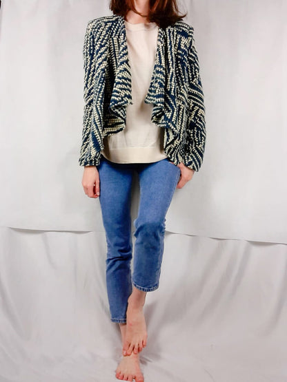 BA&SH. Cardigan punto azul y beige T.xs