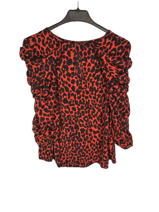 ZARA. Blusa roja animal print T.m