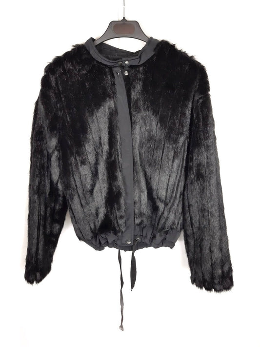 ZARA. Abrigo/bomber pelo negro T.s/m