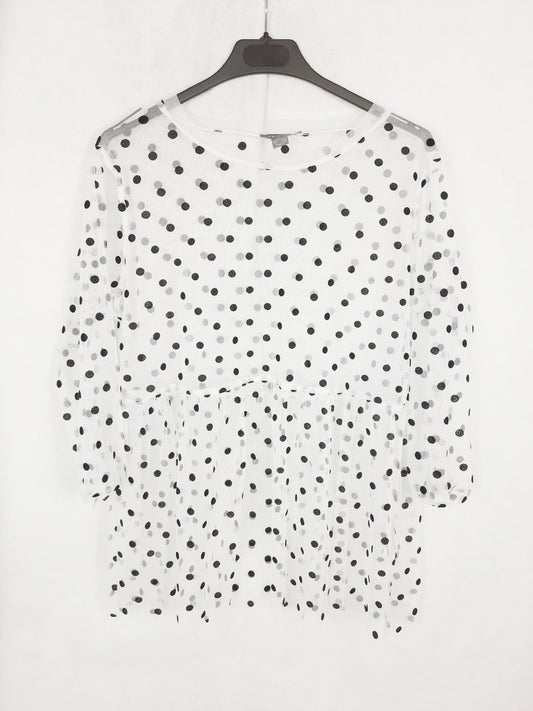 PRIMARK. Top blanco tul plumeti T.34/36