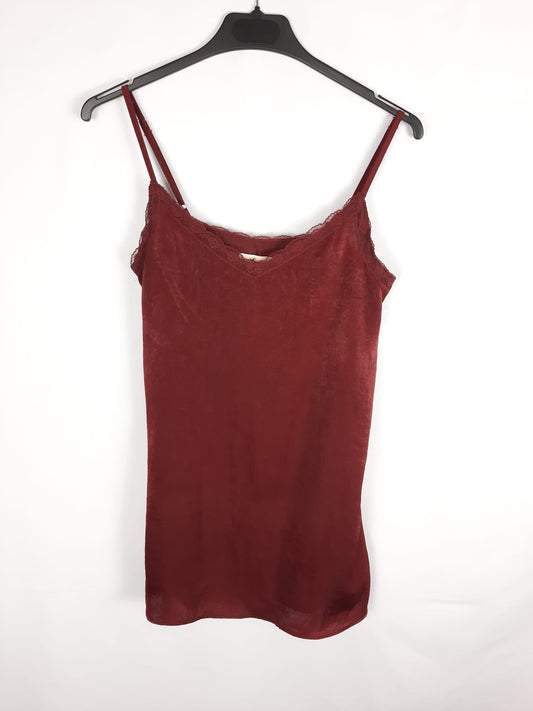 HOLLISTER.Top/vestido burdeos lencero T.xs