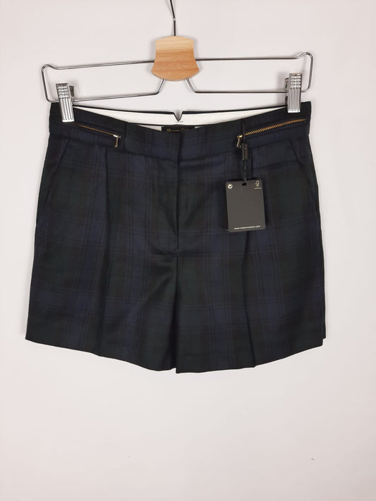 MASSIMO DUTTI. short de vestir azul y verde T.36