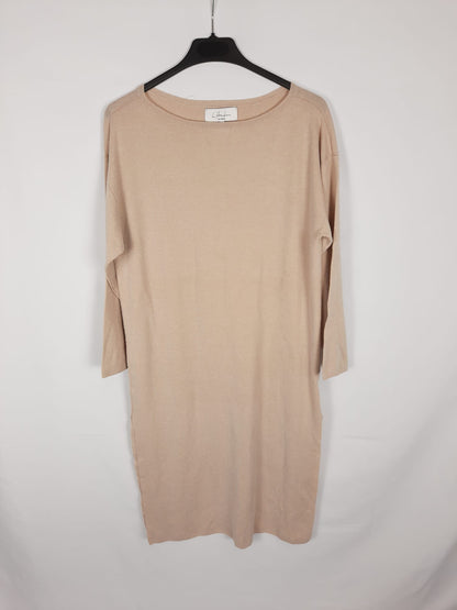 L'ACADEMIA. vestido beige aperturas T.s