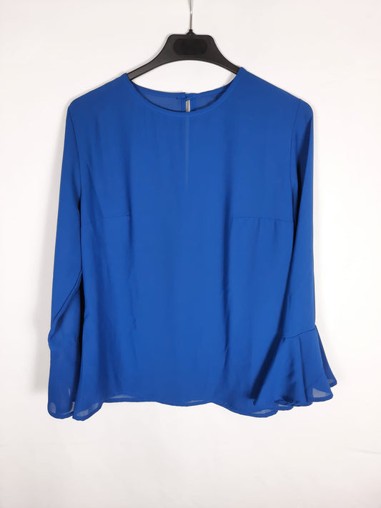 MOOD.Blusa azul volantes T.m