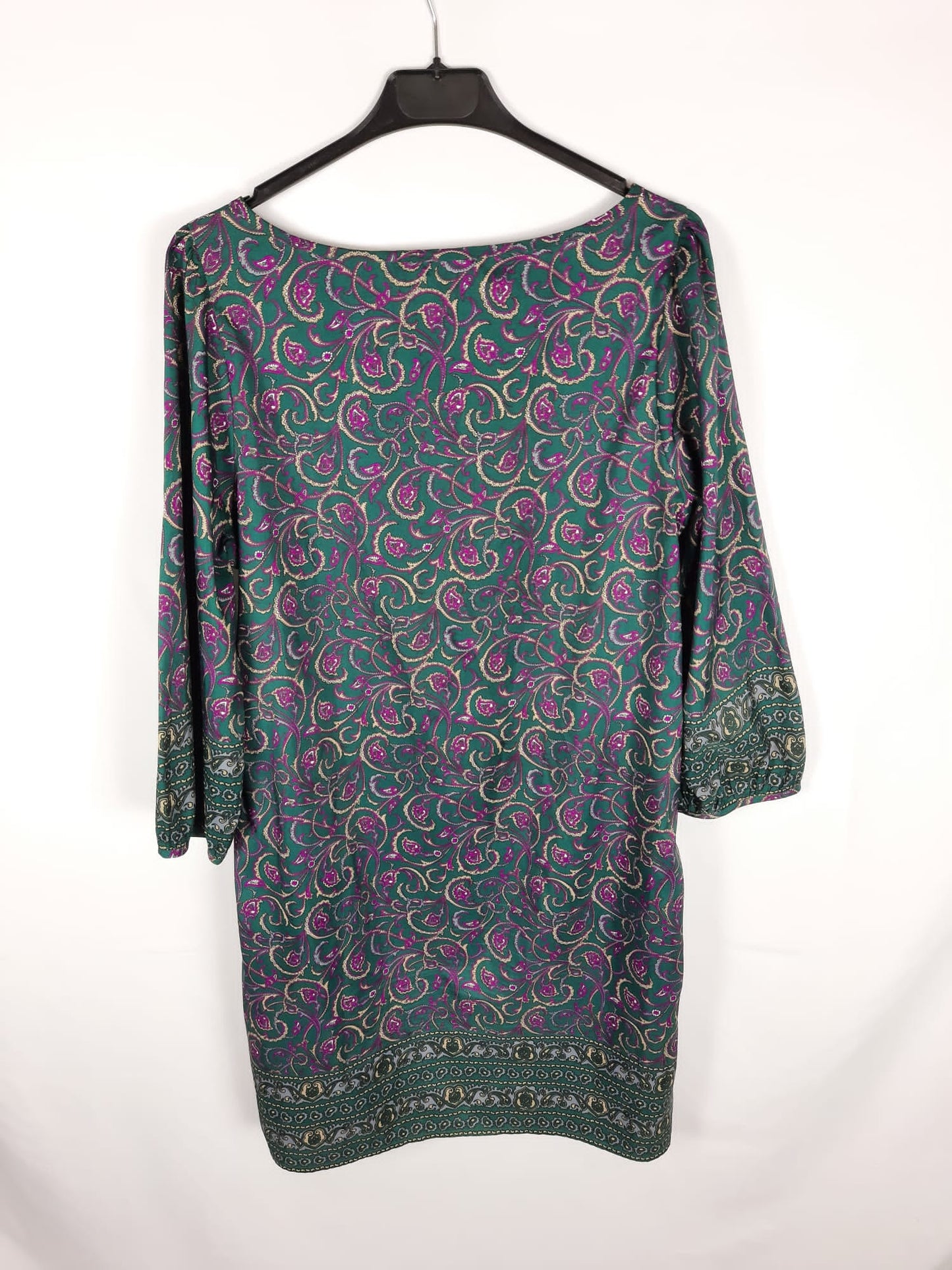 SFERA.Vestido verde y morado T.L