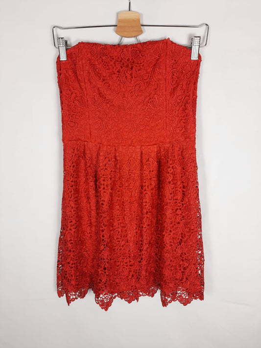 WKDA.Vestido rojo encaje T.m