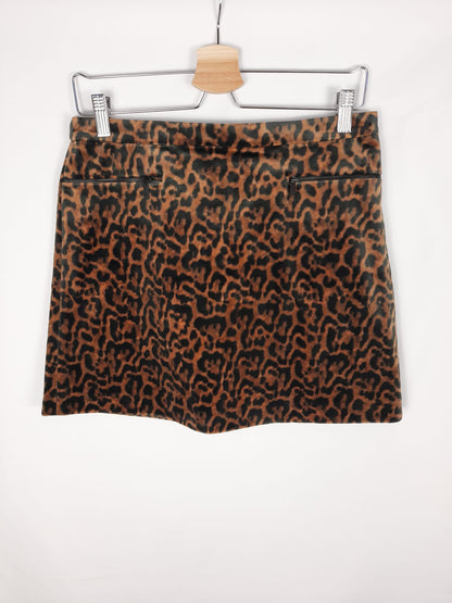 MANGO. Falda estampado leopardo T.36