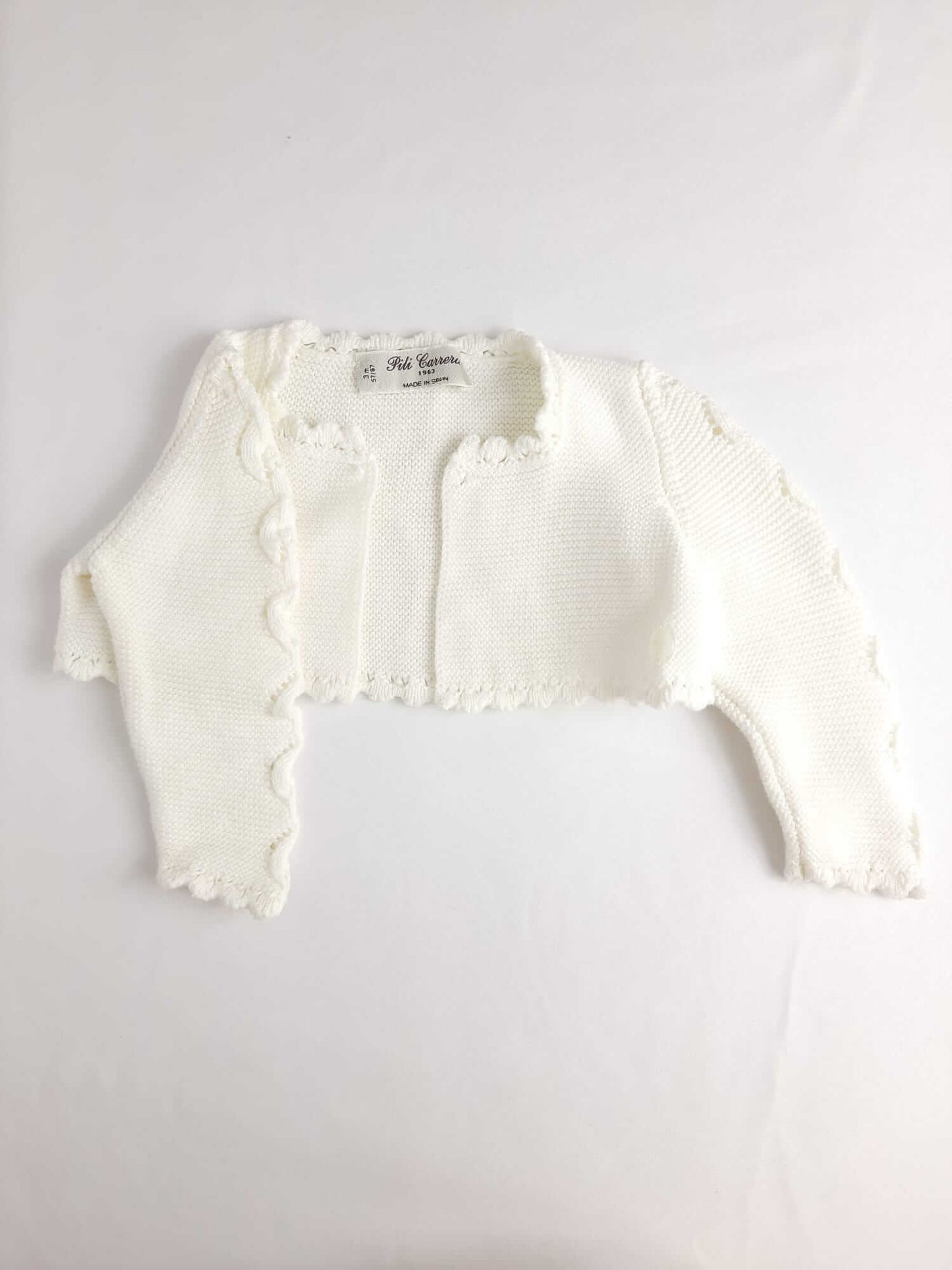 PILI CARRERA. Chaqueta de punto blanco roto T.3 meses