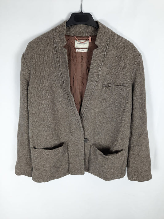 OTRAS. chaqueta tipo blazer marron espiga T.38