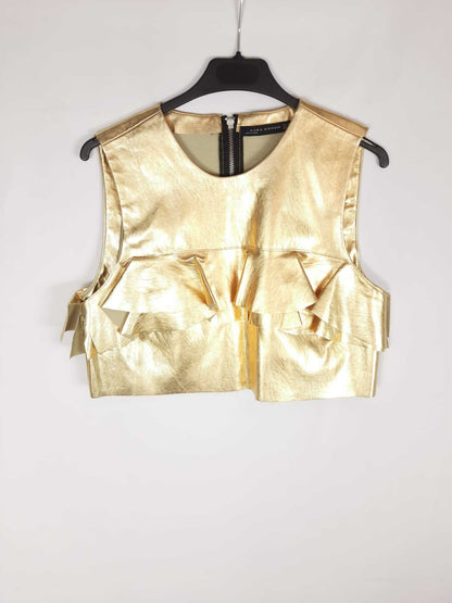 ZARA.Top polipiel dorado T.m