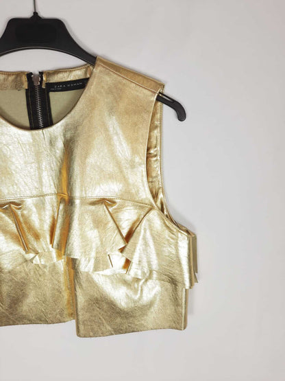 ZARA.Top polipiel dorado T.m