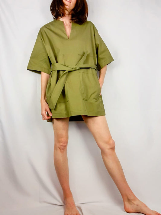 MANGO.Blusa verde textura oversized T.xs/s