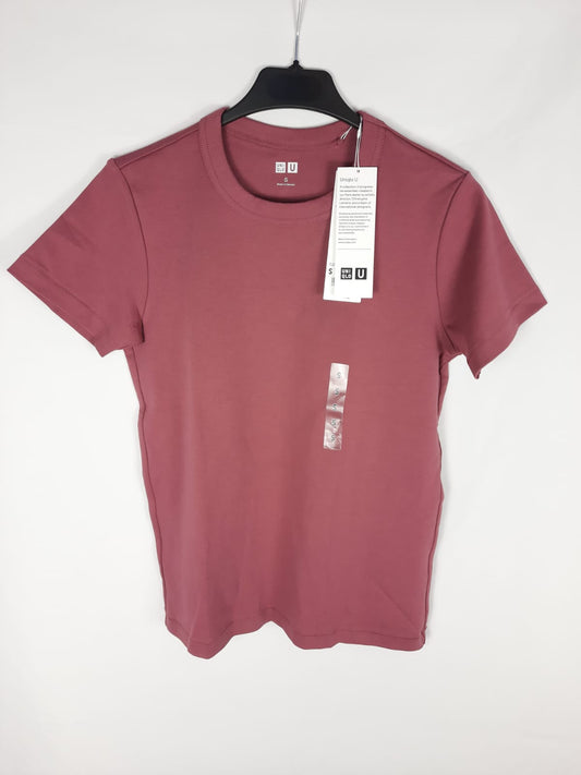 UNIQLO. camiseta rosa manga corta T.s