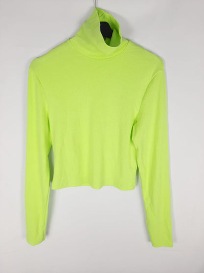 BERSHKA. top verde fluor canale T.L