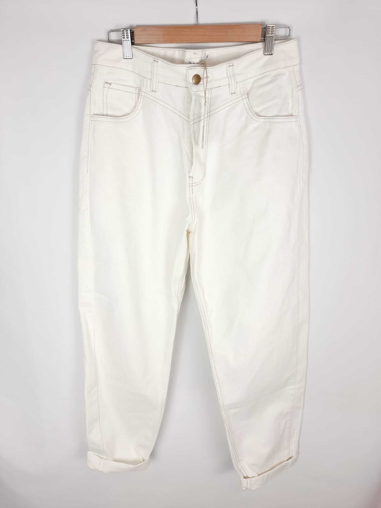 NICOLI. pantalon blanco tipo slouchy T.40