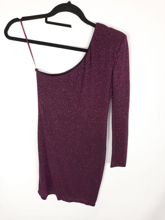 ASOS. Vestido asimetrico morado con brillantitos T. 38